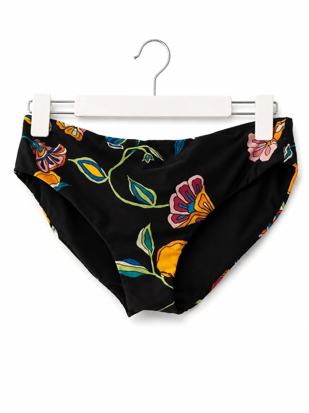 La DoubleJ Black Floral Boy Brief Bikini Bottom Size 32/XXS